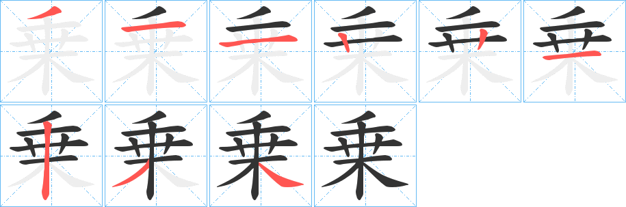 乗字的笔顺分步演示