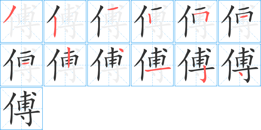 傅字的笔顺分步演示