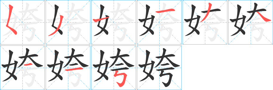 姱字的笔顺分步演示