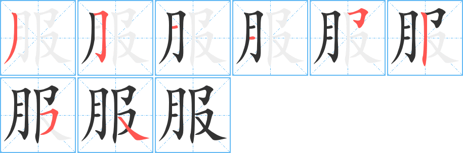 服字的笔顺分步演示