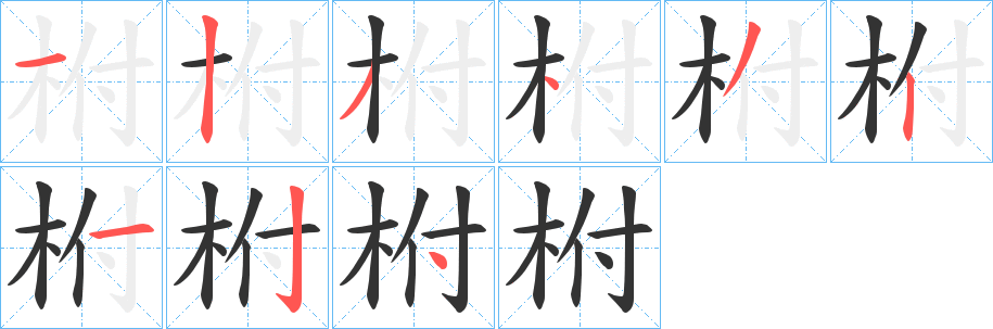 柎字的笔顺分步演示