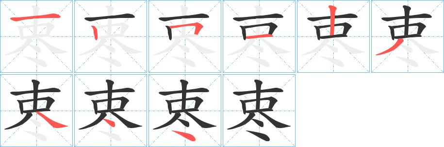 栆字的笔顺分步演示