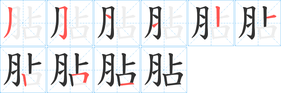 胋字的笔顺分步演示