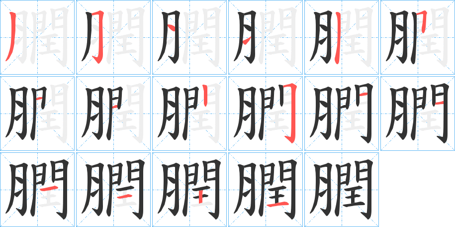 膶字的笔顺分步演示