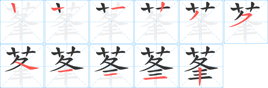 莑字的笔顺分步演示