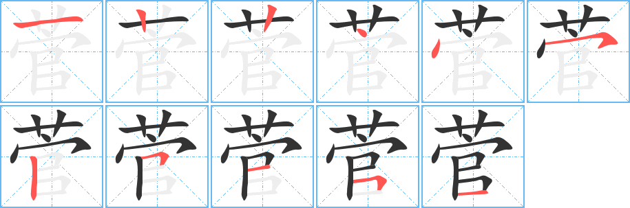 菅字的笔顺分步演示