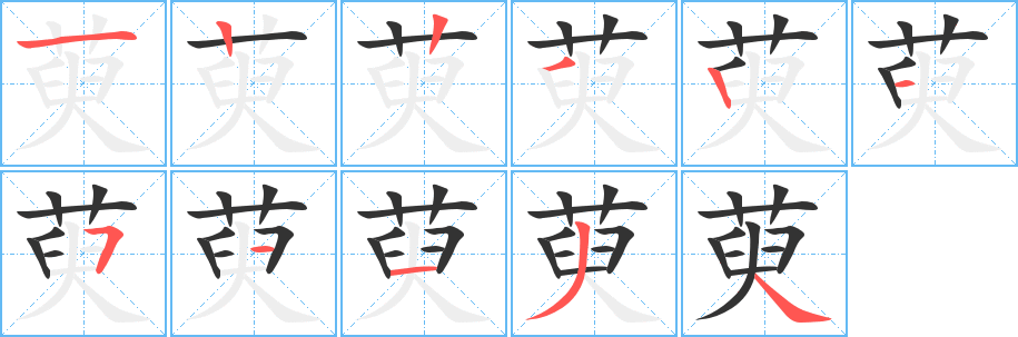 萸字的笔顺分步演示
