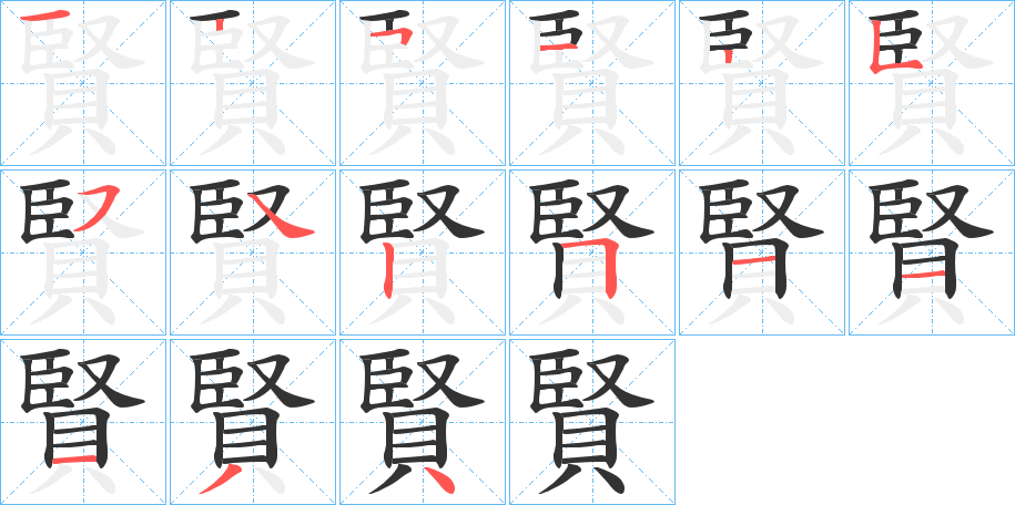 賢字的笔顺分步演示