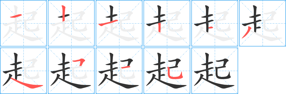 起字的笔顺分步演示