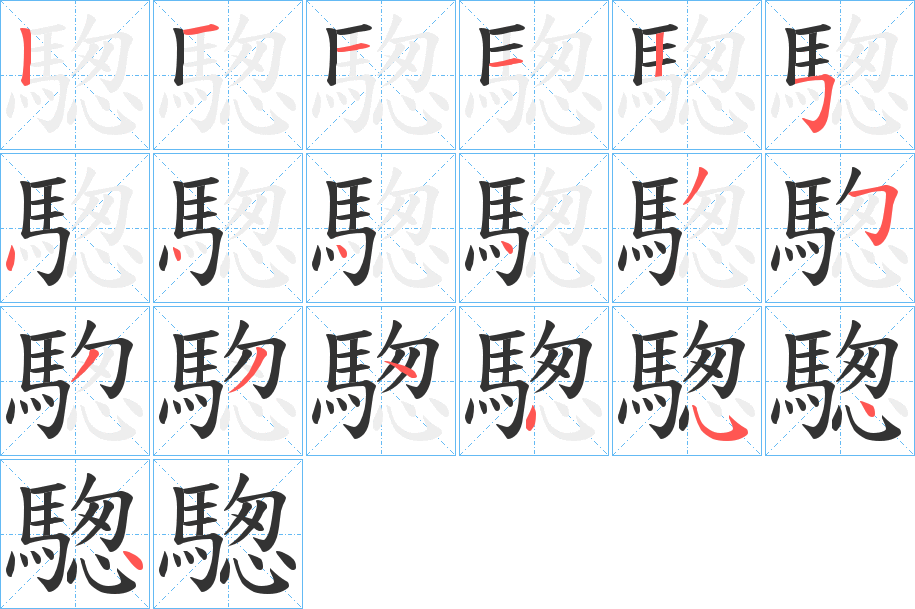 騘字的笔顺分步演示