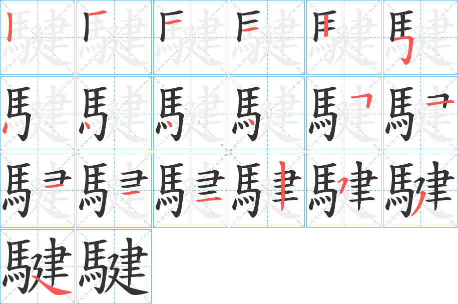 騝字的笔顺分步演示