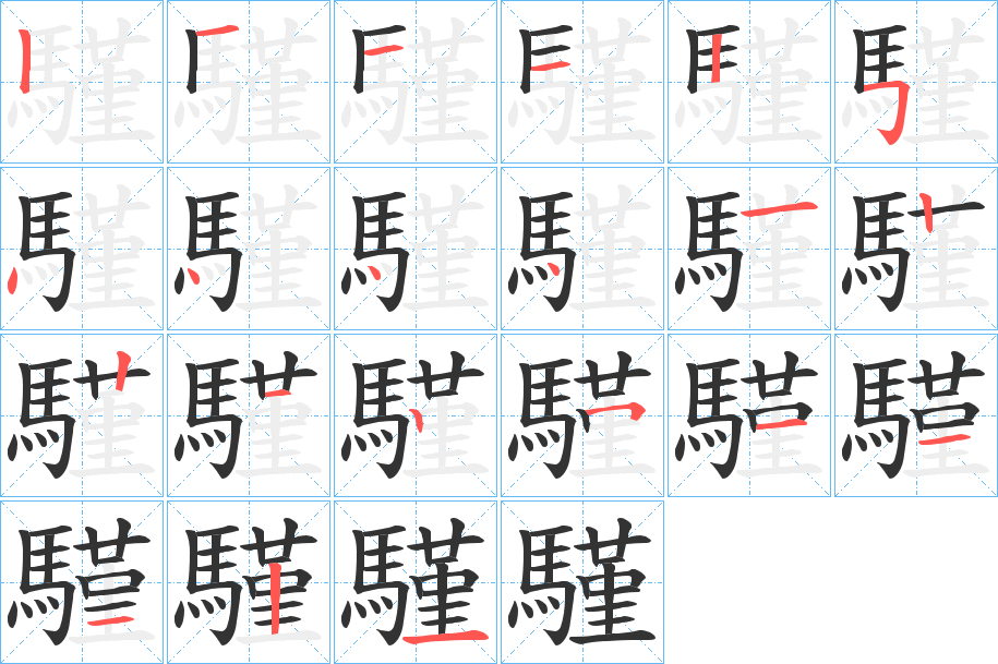 騹字的笔顺分步演示