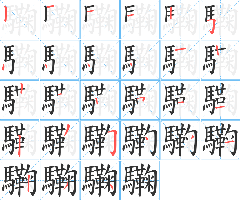 驧字的笔顺分步演示