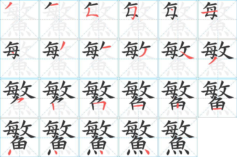 鰵字的笔顺分步演示